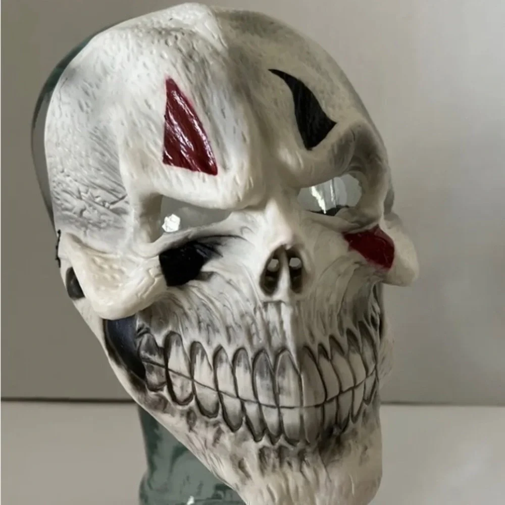Rubber Mask Monster Teeth Horns Devil Skeleton Red And Black Horns Halloween